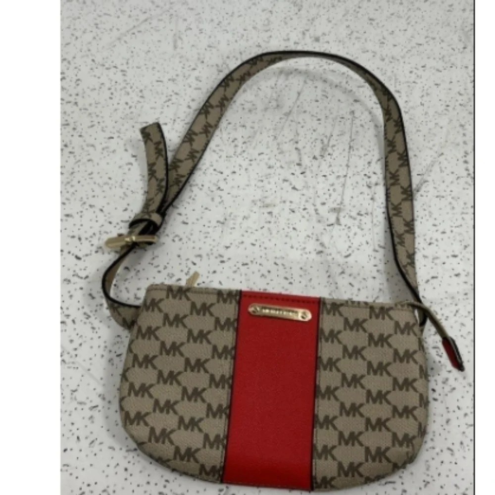 > Michael Kors Tan and Red Fanny Pack/Belt Bag